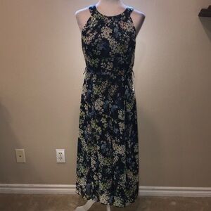 Tommy Hilfiger Sleeveless Halter Neck Pleated Fit and Flare Midi Dress-Size 4